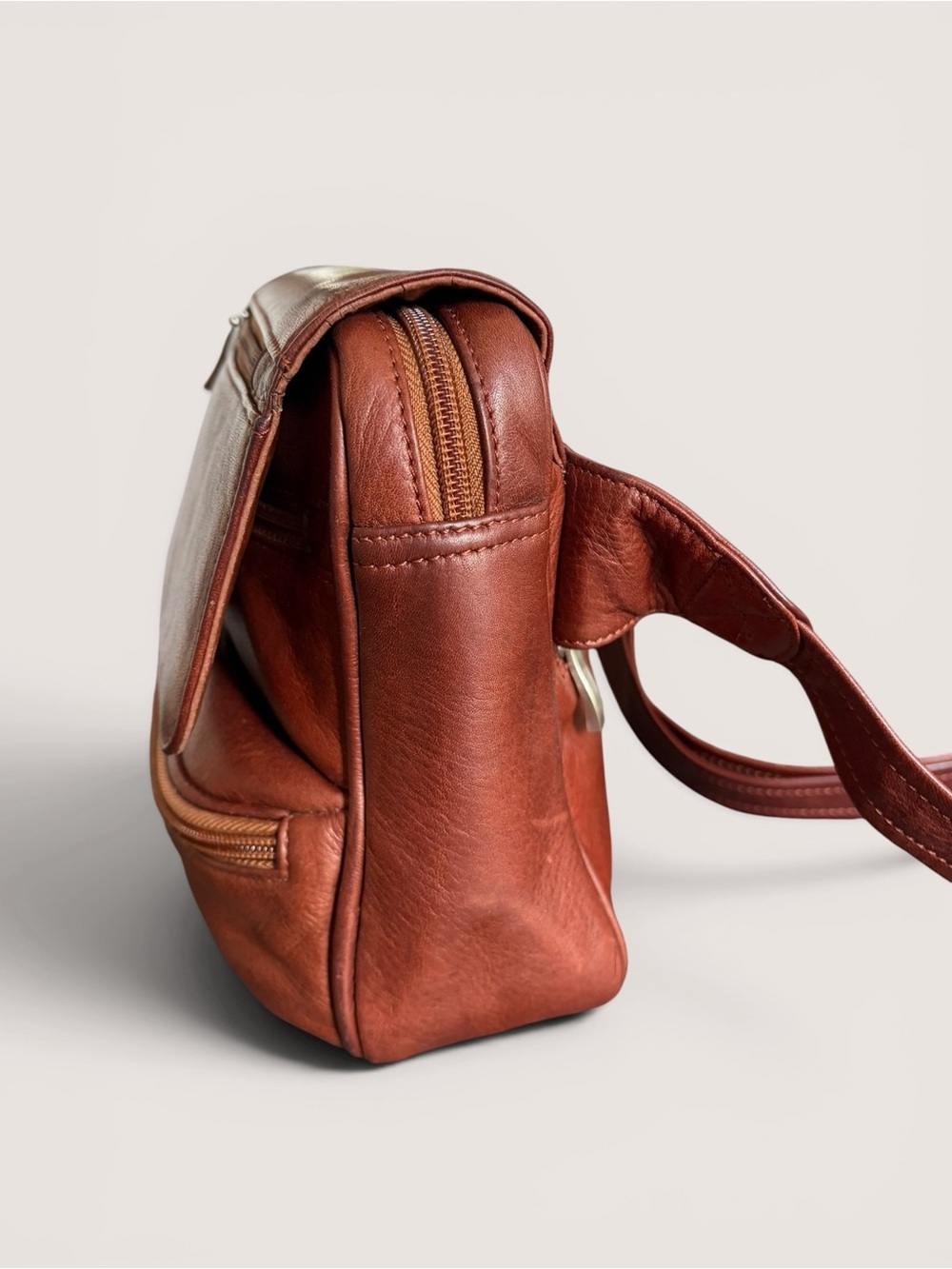 Leather Crossbody Sling Belt Bag in Brown - Picture 12 of 16